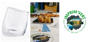 Initiatives écoresponsables d'EA Papyrus : verre réutilisable personnalisé, label Imprim'Vert et mise en place d'événement durable